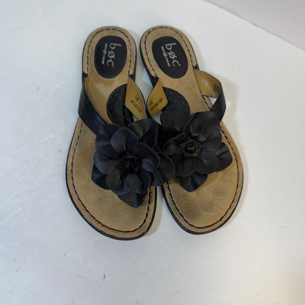 b.o.c. Born Concept Black Flower Thong Sandals C43803 CCAD14 Womens 7